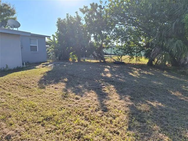 a view of a yard with a tree
