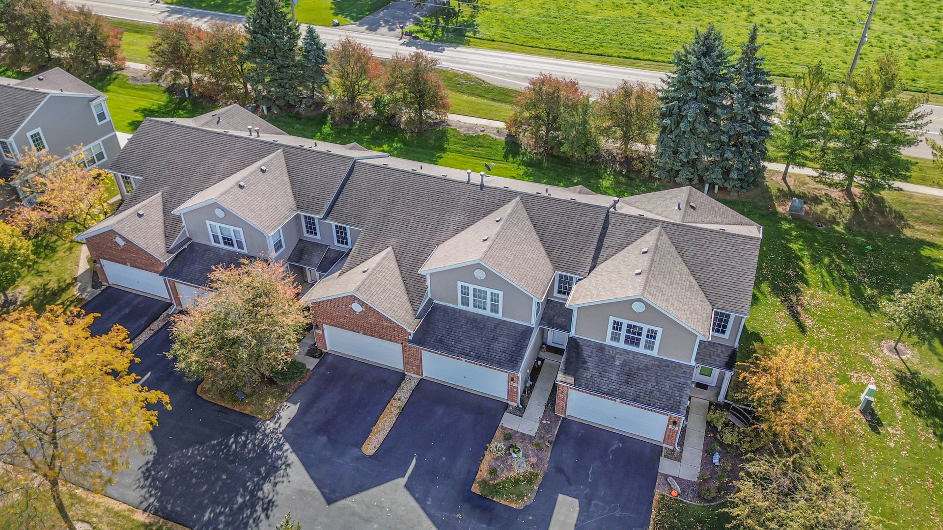an aerial view of a house