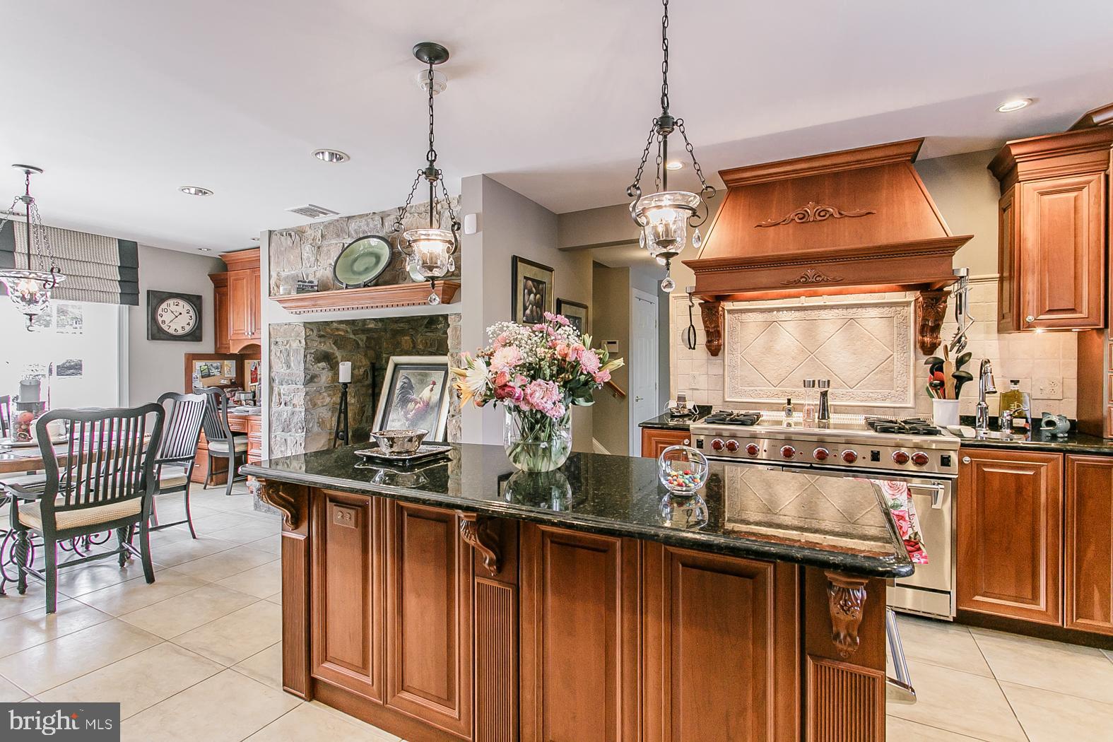 3130 Mill Road Norristown, PA 19403 - Photo 25 of 47 Island Kitchen w/Viking Stove and fireplace