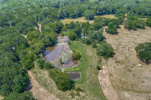 an aerial view of green landscape with trees houses and mountain view