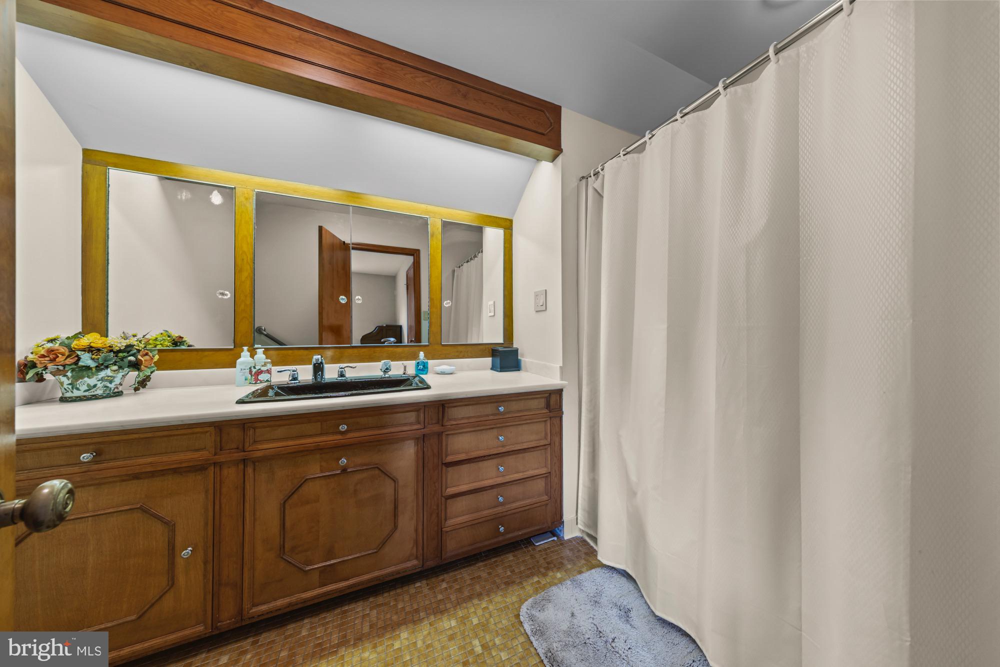 1528 Mays Landing Road Hammonton, NJ 08037 - Photo 41 of 94 a bathroom with a sink a mirror and a bathtub