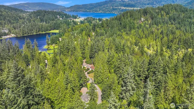 a view of a lake with a mountain