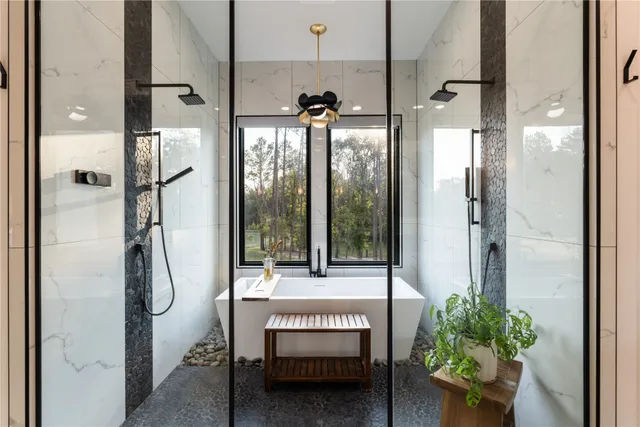 a bathroom with a shower