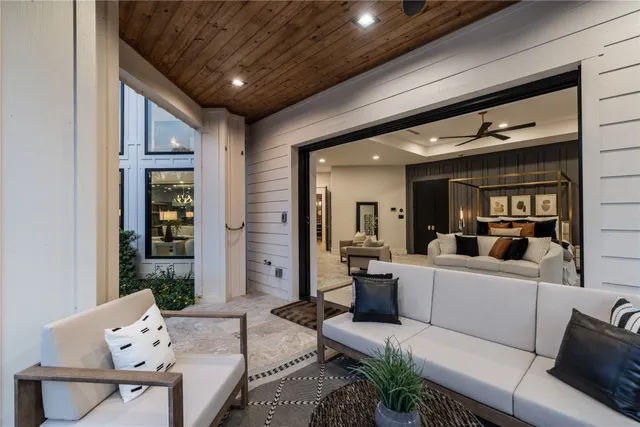 a living room with furniture