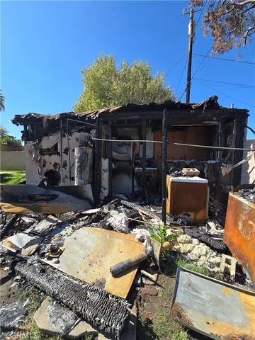an outdoor space with furniture