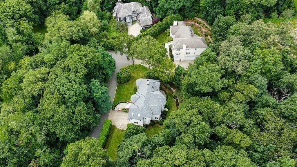 15 Laura Road Newton, MA 02468 - Photo 20 of 27 an aerial view of a house with a yard and garden
