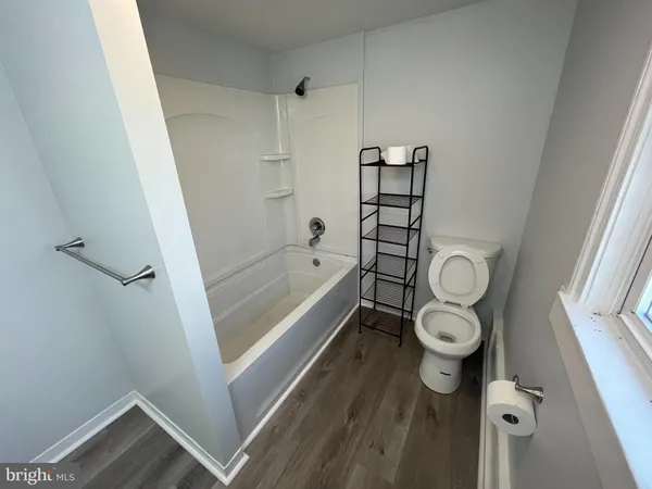 a bathroom with a bathtub