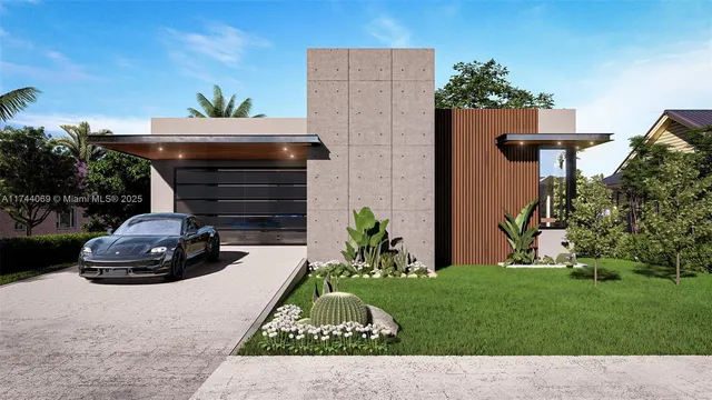 a side view of a house with a yard