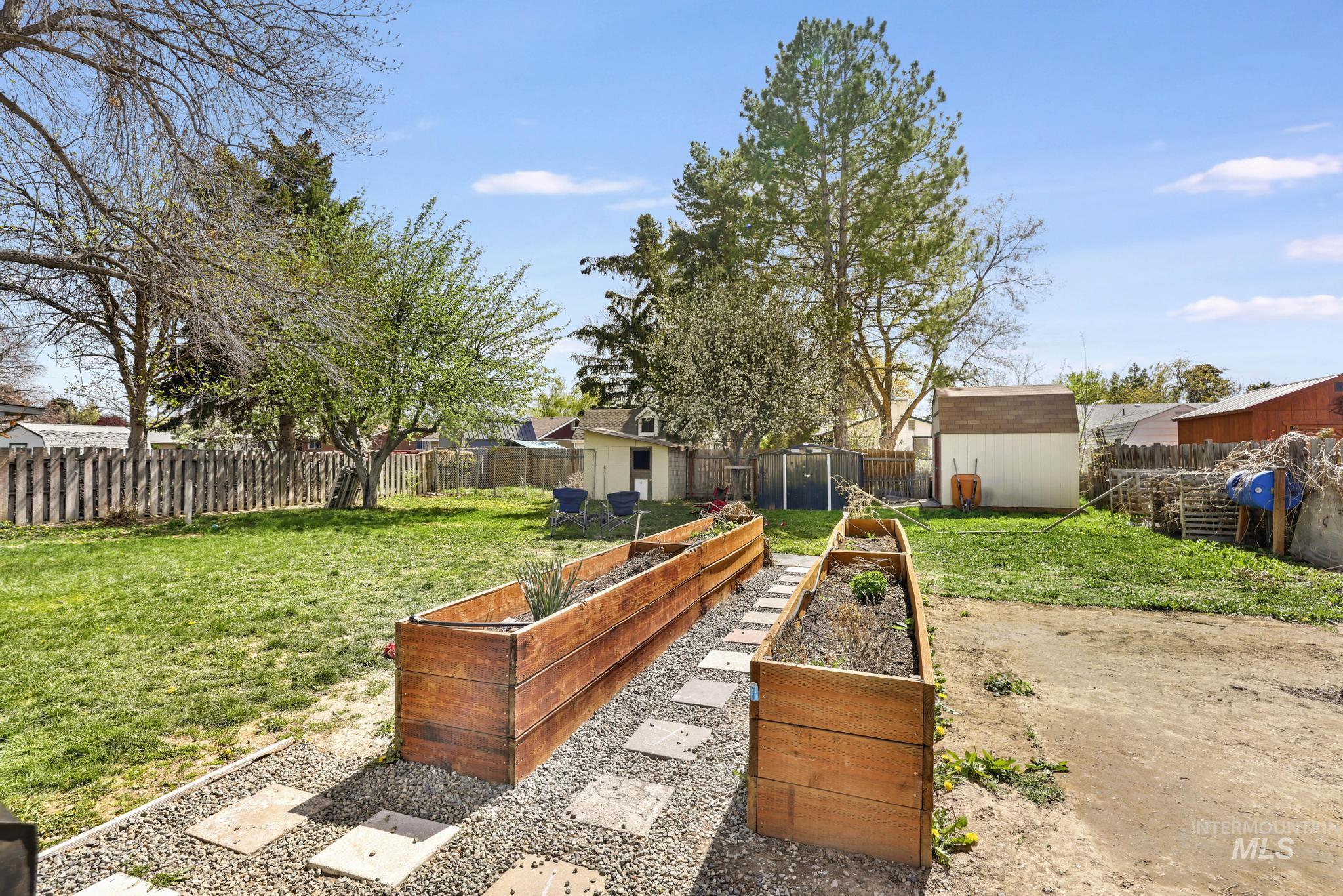 433 Ridgeway Drive Twin Falls, ID 83301 - Photo 16 of 18 Fenced backyard with a storage shed and a garden