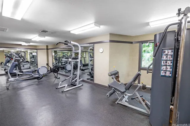 a view of a room with gym equipment