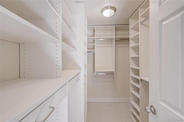 a view of an empty walk in closet