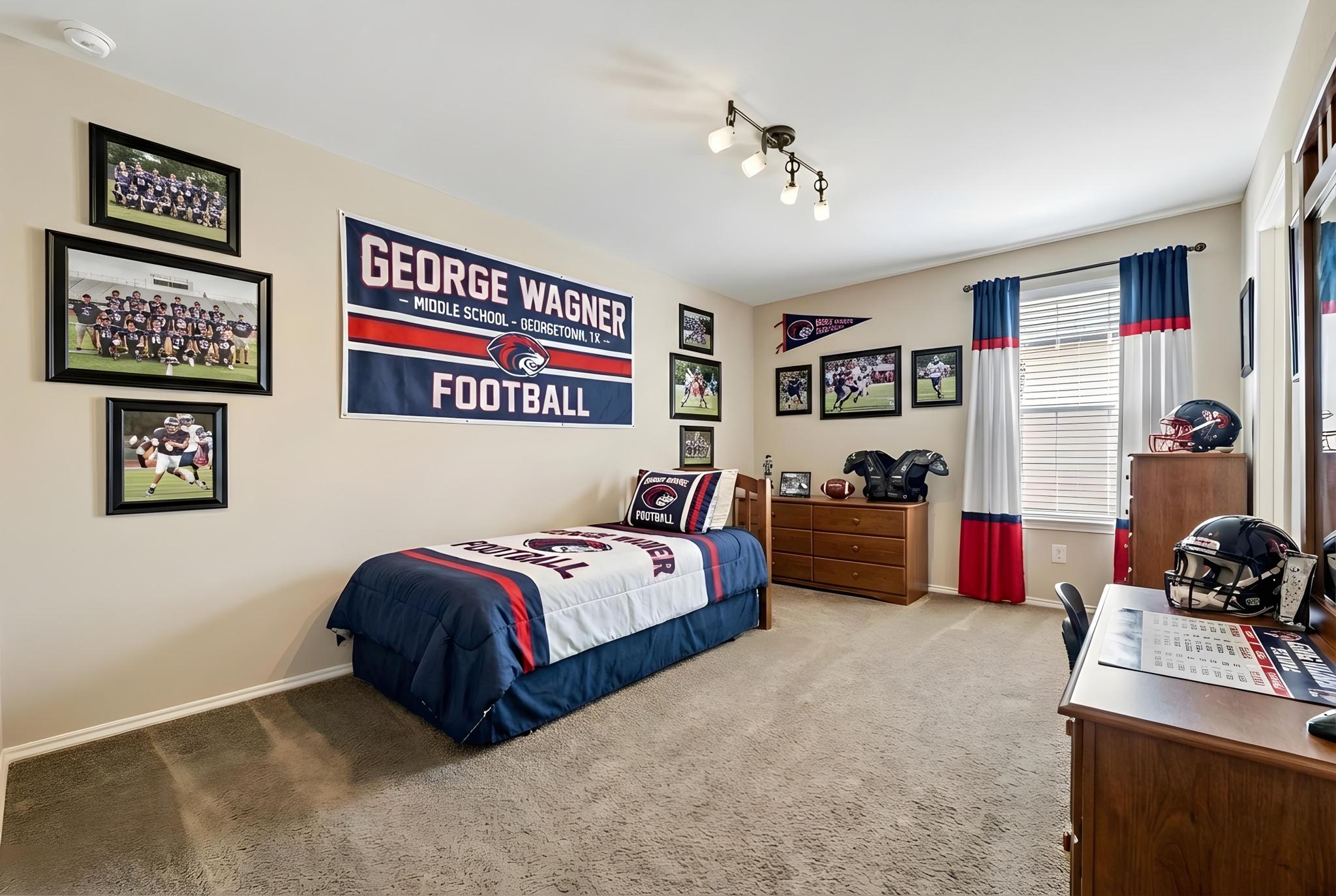 207 Telluride Drive Georgetown, TX 78626 - Photo 23 of 40 Staged Bedroom #4 offers carpeted and baseboards