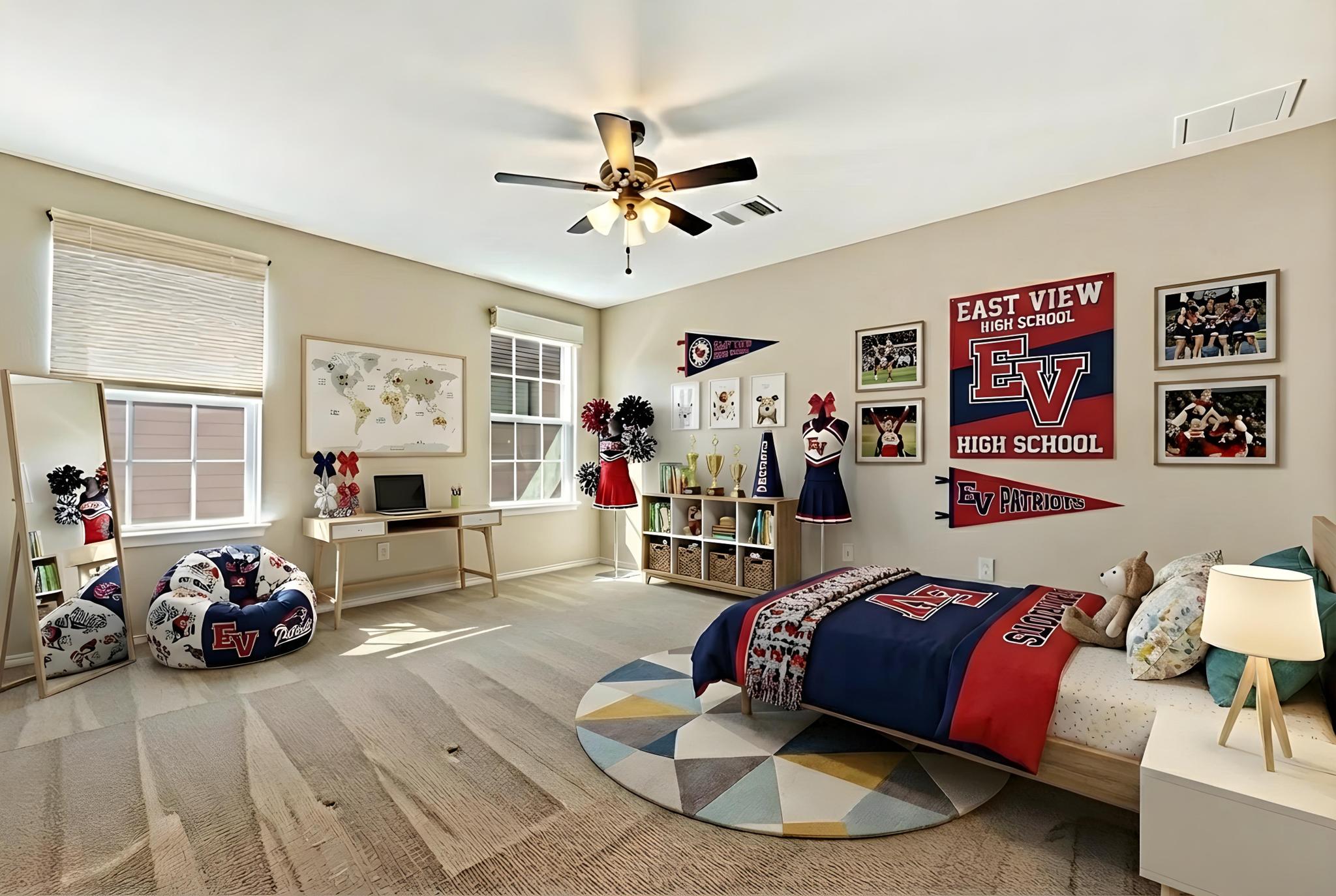 207 Telluride Drive Georgetown, TX 78626 - Photo 29 of 40 Staged Bedroom #5 with a ceiling fan and carpet