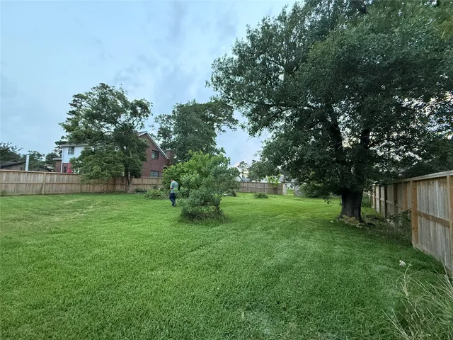 a view of green field with trees in the background
