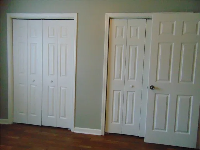 a view of a wooden door