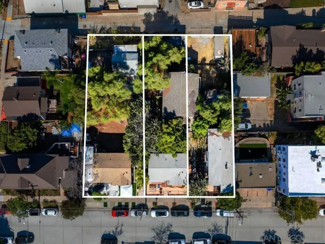 an aerial view of multiple houses
