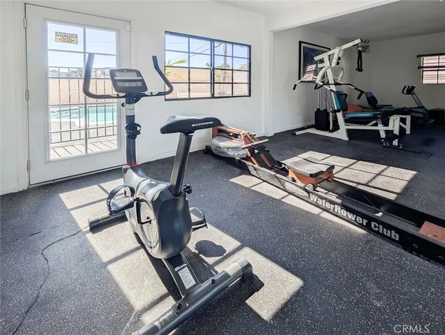 a view of a room with gym equipment