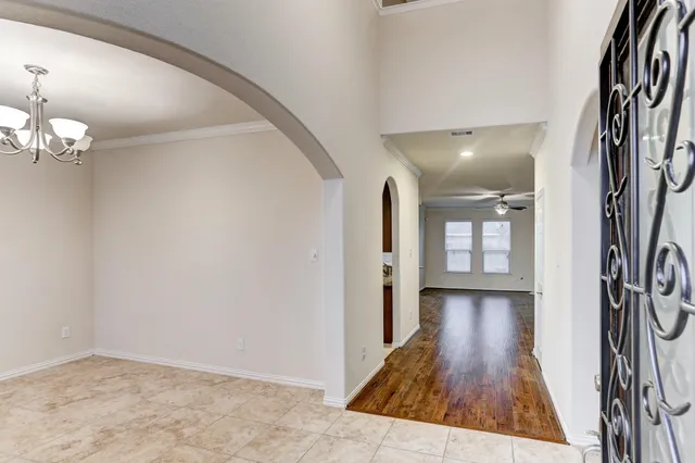 a view of a livingroom with wooden floor