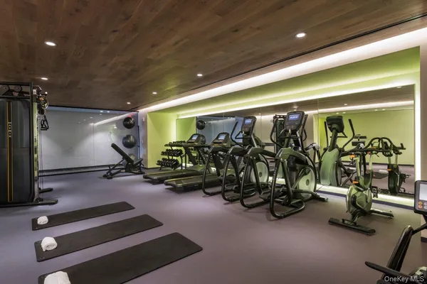 a view of a room with gym equipment