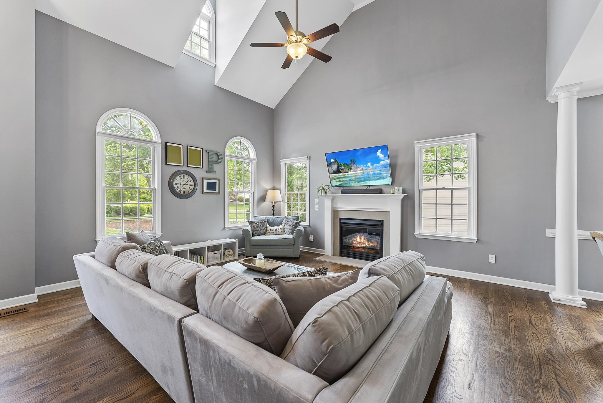 15 Otters Run Durham, NC 27712 - Photo 5 of 46 a living room with furniture and a fireplace