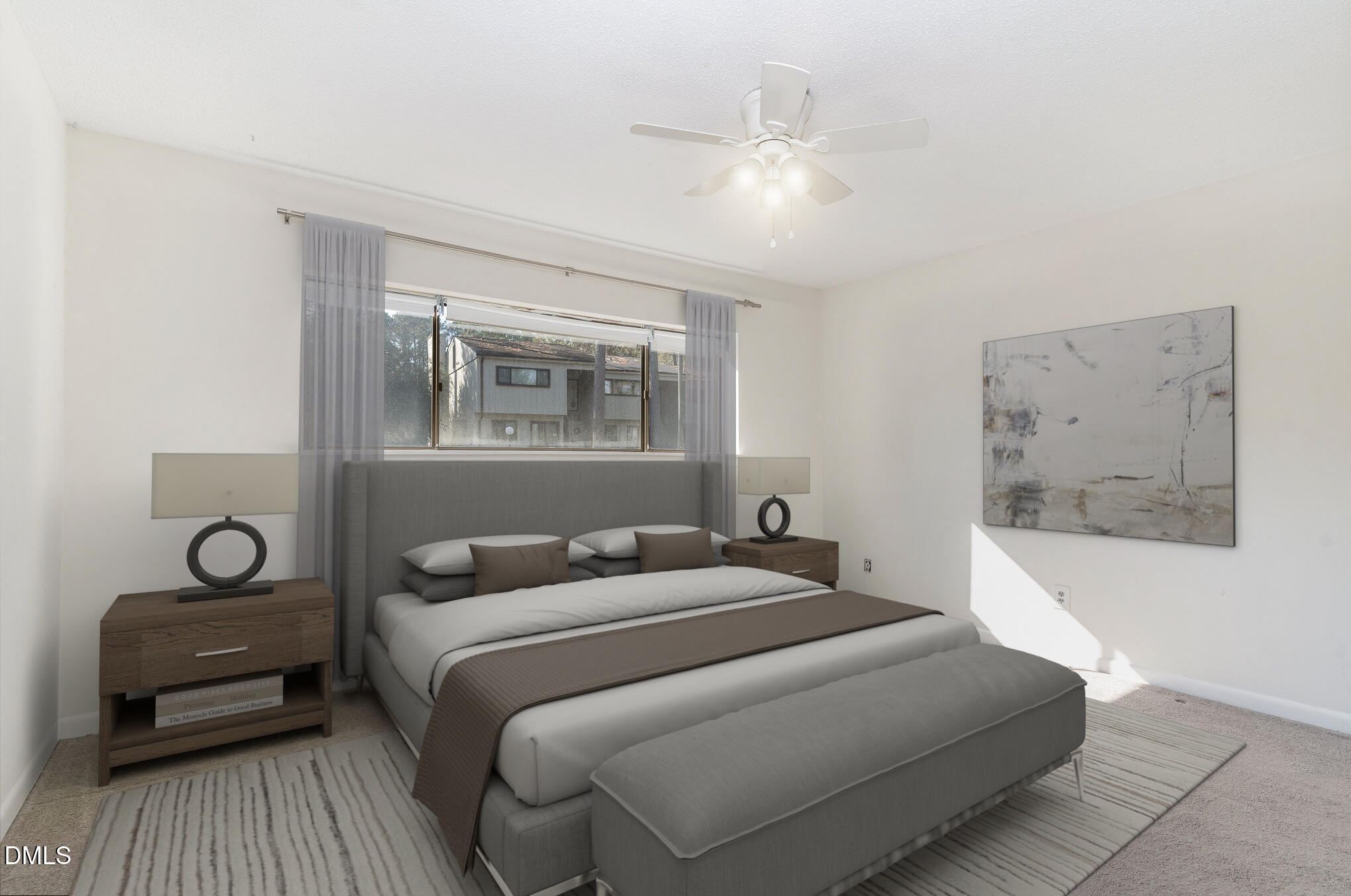 5073 Tall Pines Court Raleigh, NC 27609 - Photo 11 of 21 a bedroom with a bed and a chandelier