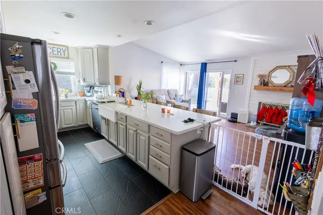 a kitchen with lots of counter top space