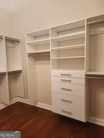 a view of a park with a large tree