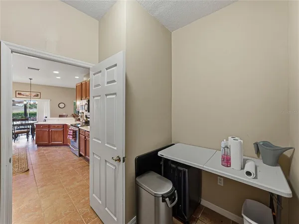 an aerial view of a house with a garden