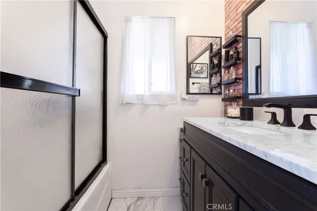 a view of a kitchen from a window