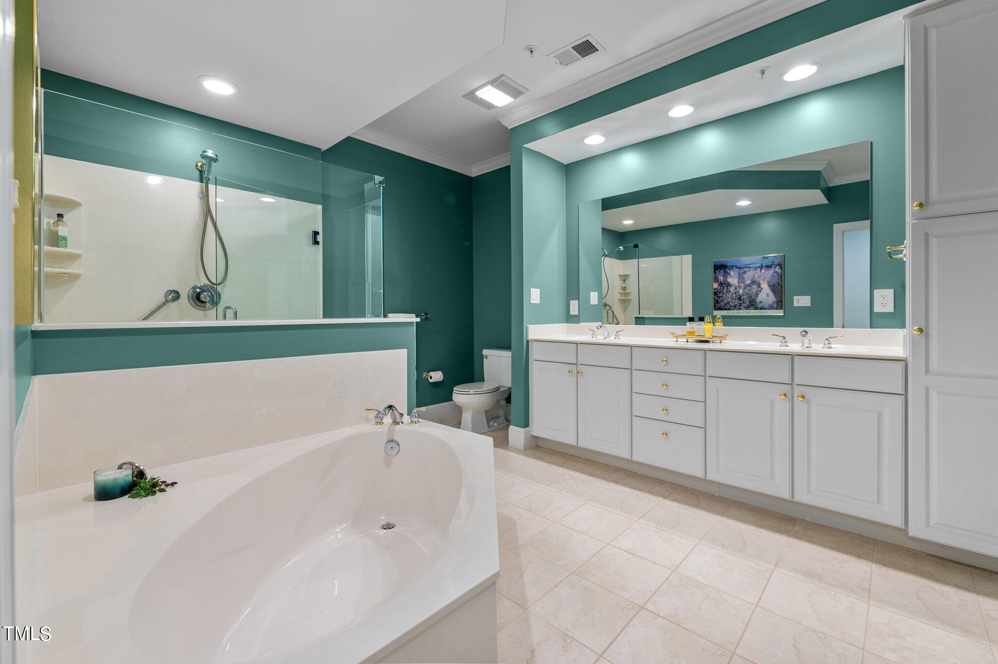 3700 Baron Cooper Pass, Unit 202 Raleigh, NC 27612 - Photo 32 of 49 a bathroom with a bathtub sink and mirror