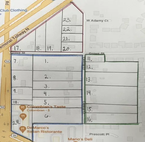 a front view of a building with blue walls