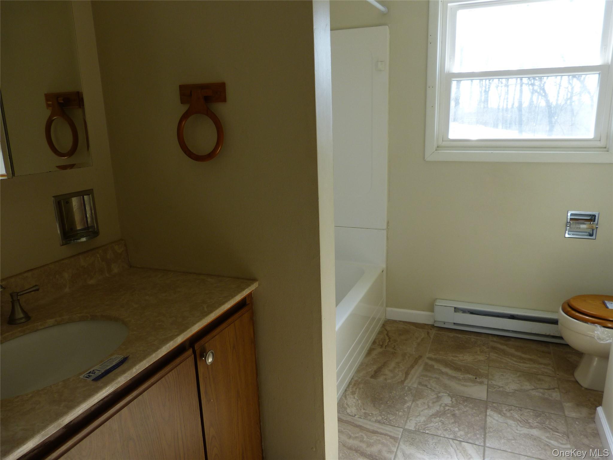 25 Liberty Corners Road Pine Island, NY 10969 - Photo 9 of 14 a bathroom with a granite countertop sink and a toilet