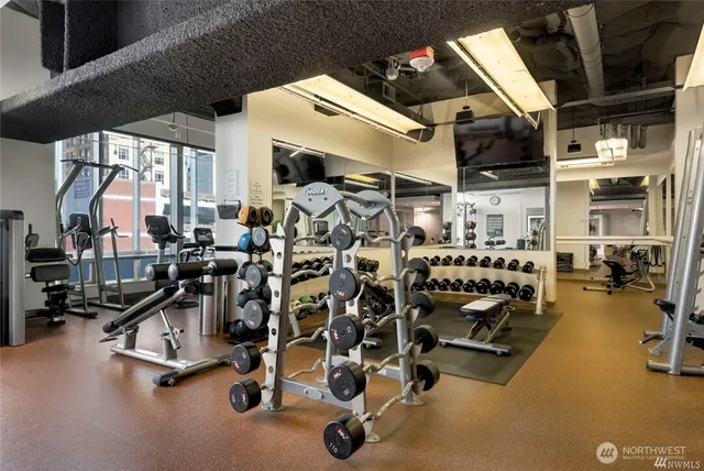 a view of a room with gym equipment