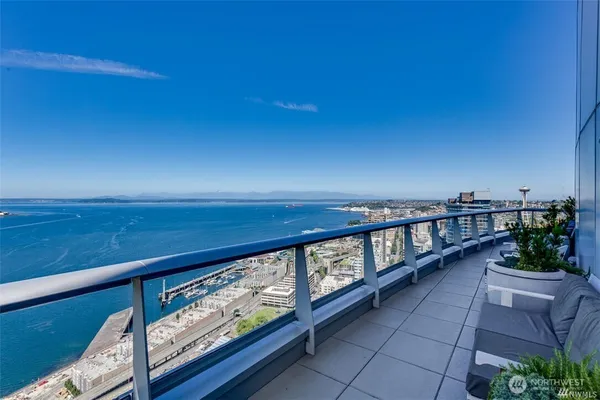 a view of a balcony with an outdoor space