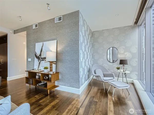 a living room with furniture
