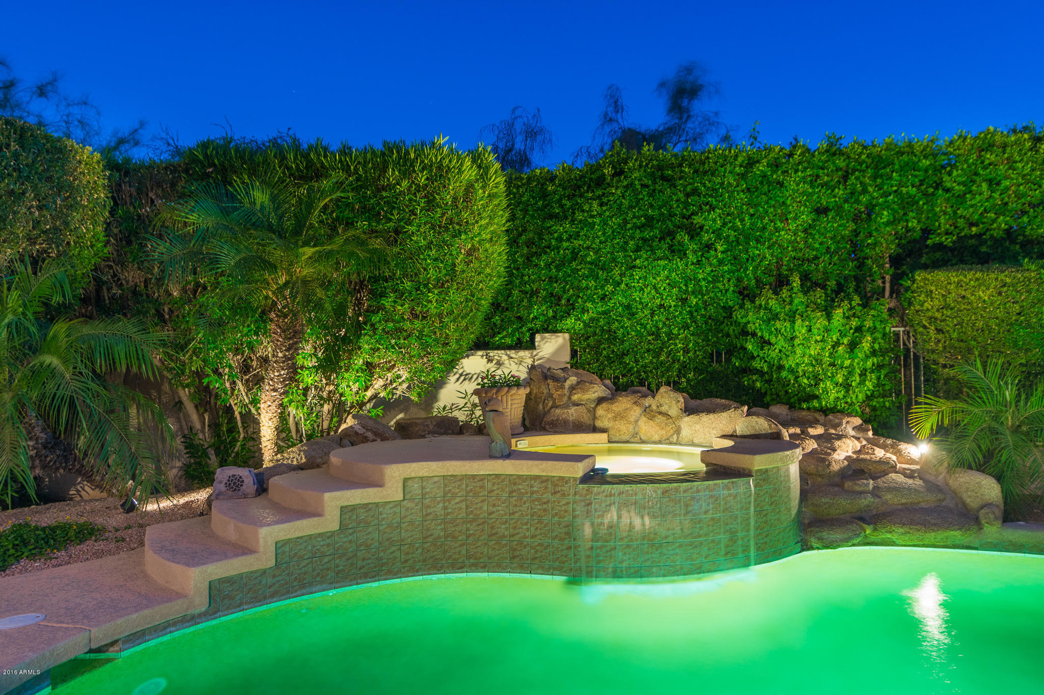 6744 North Invergordon Road Paradise Valley, AZ 85253 - Photo 45 of 59 Hot Tub Twilight