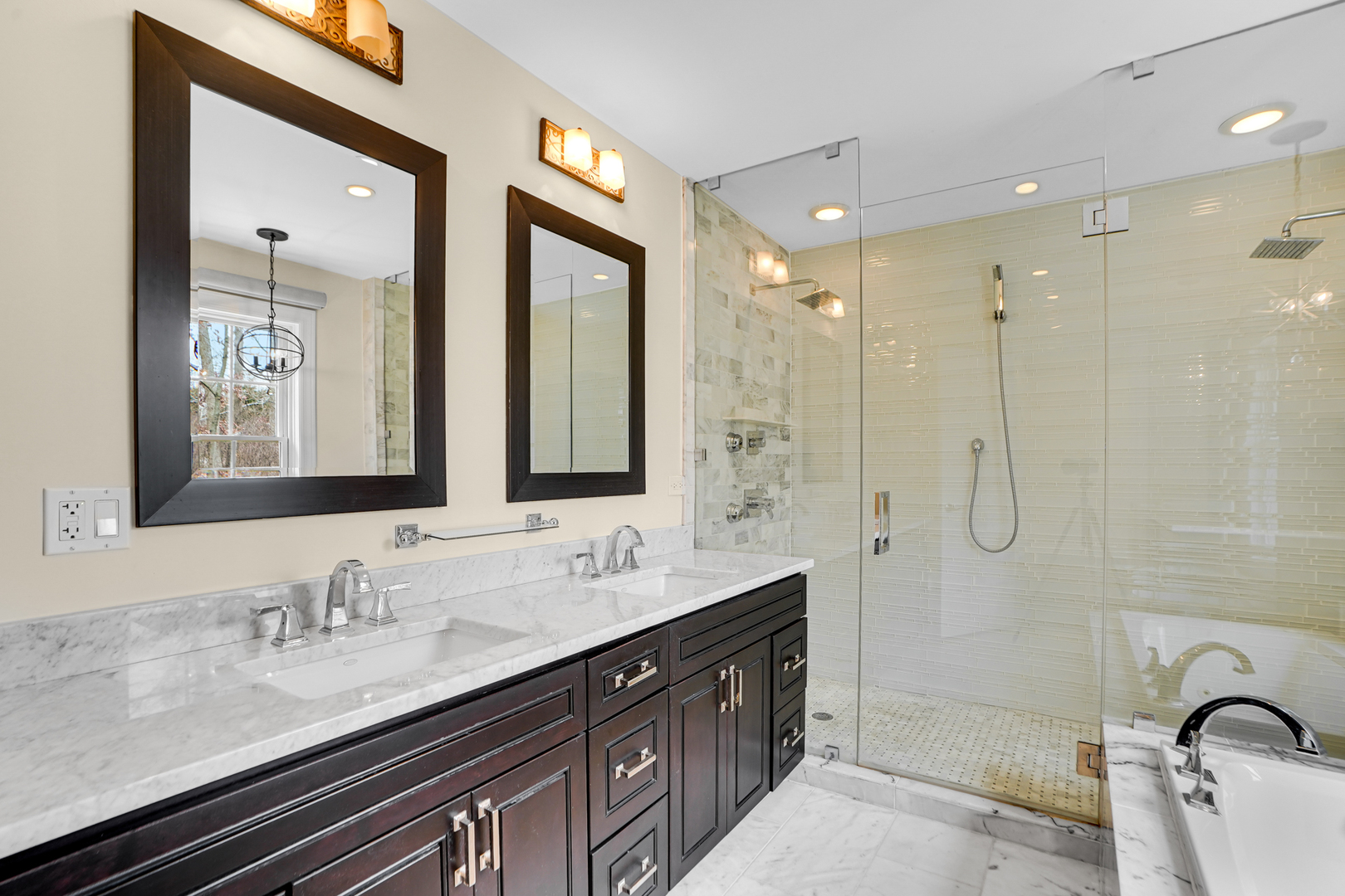 104 Moffett Road Lake Bluff, IL 60044 - Photo 16 of 40 a bathroom with a granite countertop sink mirror and double