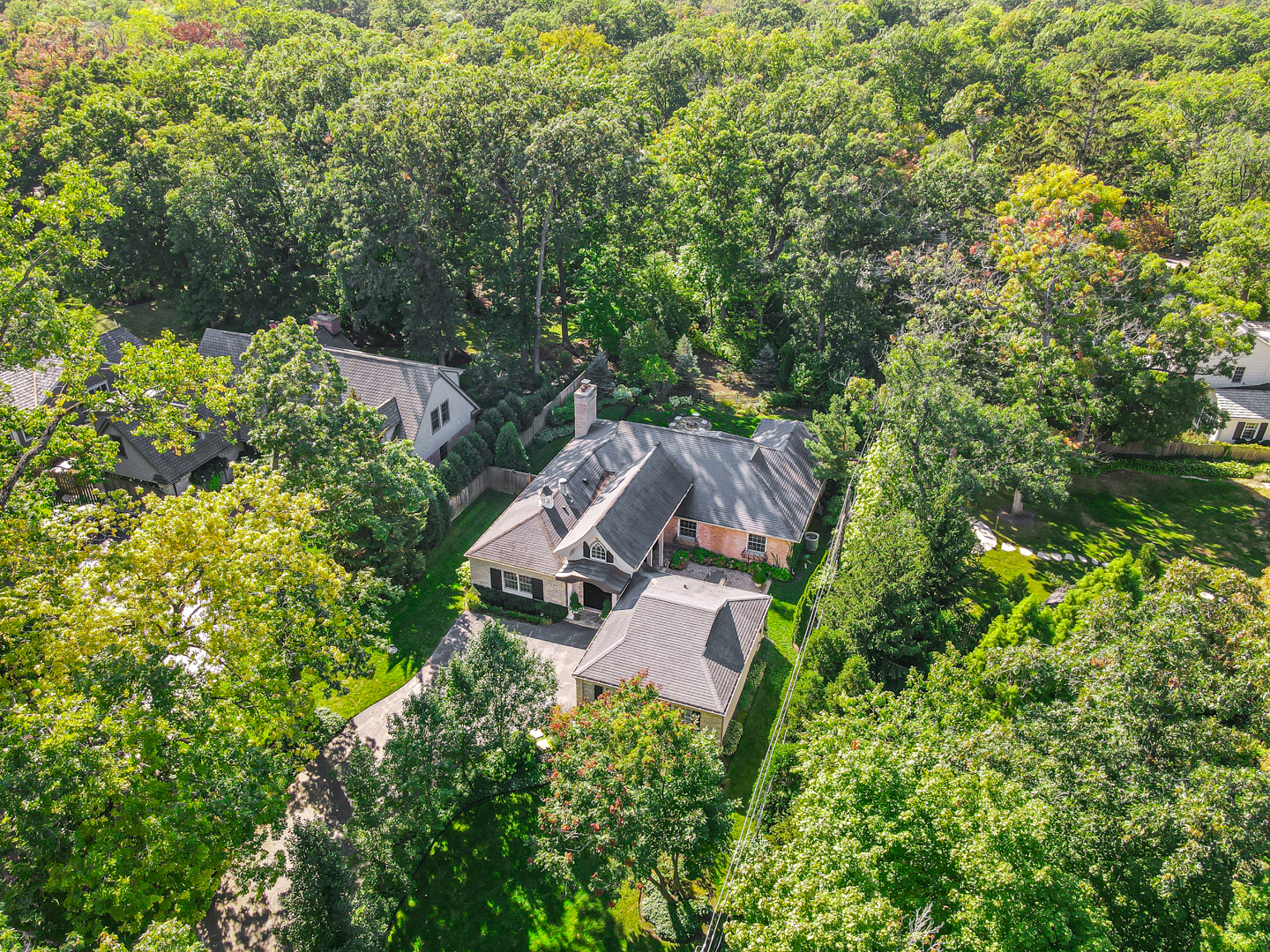 104 Moffett Road Lake Bluff, IL 60044 - Photo 33 of 40 an aerial view of a house with yard and outdoor seating