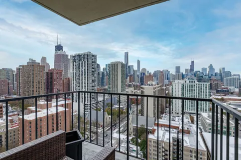 a view of city from a balcony