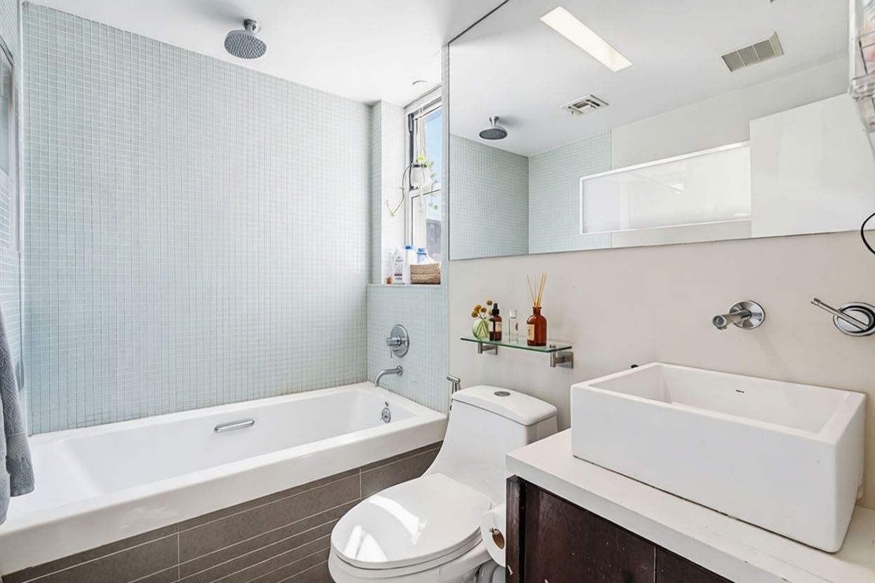 96 Woodpoint Road, Unit 3A Brooklyn, NY 11211 - Photo 11 of 12 a bathroom with a sink a toilet and bathtub