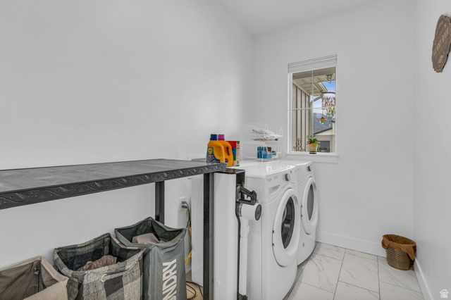 2454 West Jackson Street Mapleton, UT 84664 - Photo 25 of 63 Laundry room with light marble finish floors and separate washer and dryer