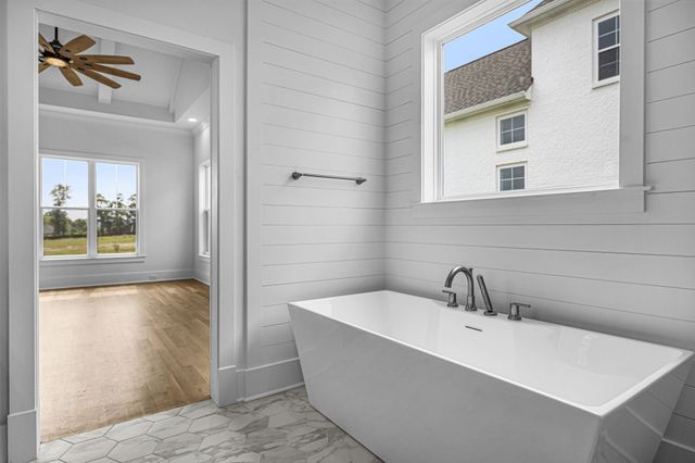 a bathroom with a tub