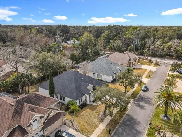 an aerial view of a house