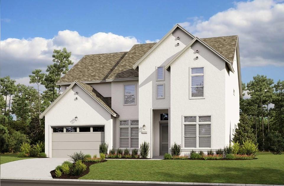 a view of a white house next to a yard