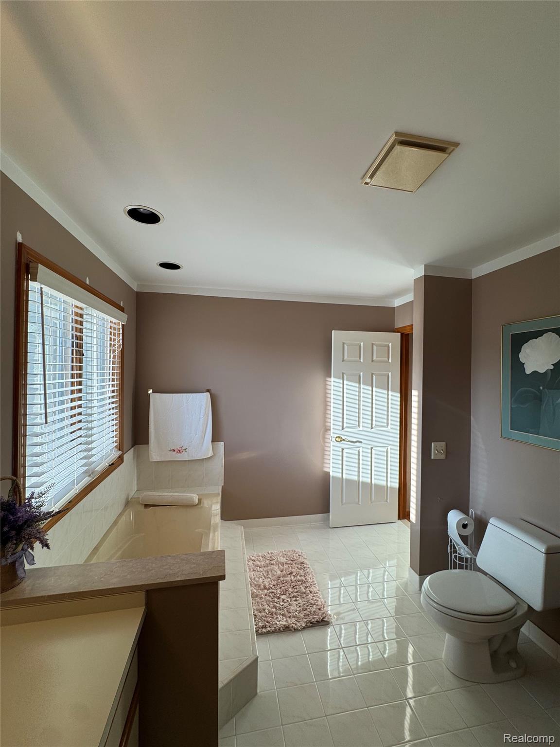 48583 Tilch Road Macomb, MI 48044 - Photo 39 of 53 Full bath with vanity, light tile patterned floors, and ornamental molding
