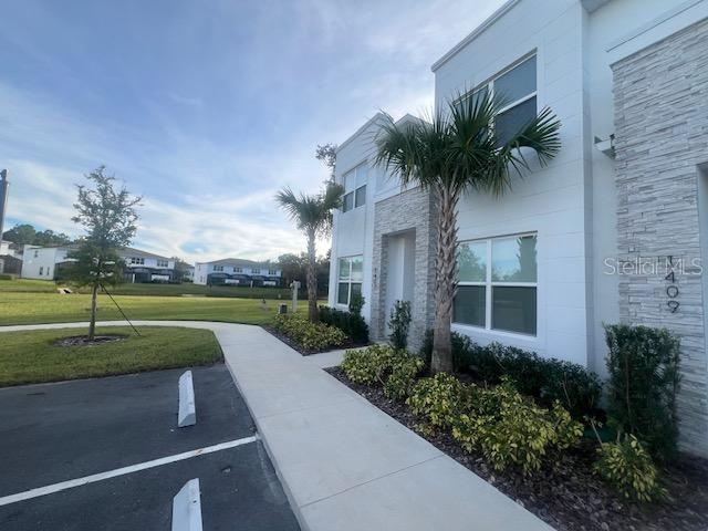 a view of a garden with plants