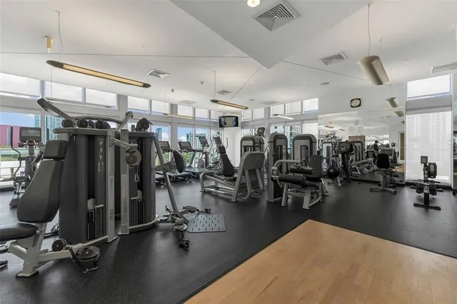 a view of a room with gym equipment