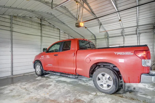 a view of a car in garage