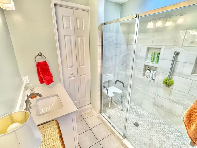 a view of a lake with mountains in the background