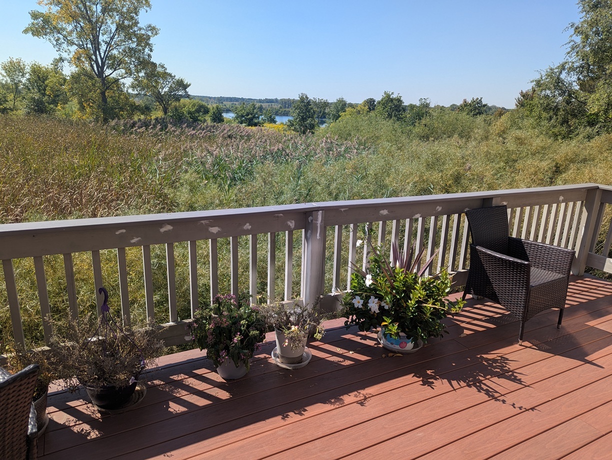 1811 Rizzi Lane, Unit 1811 Bartlett, IL 60103 - Photo 29 of 29 a view of a balcony with wooden floor and outdoor seating